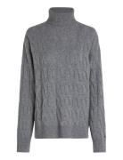 Tommy Hilfiger Soft Wool Cable Roll-Nk Sweater Grå