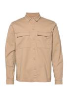 Revolution Checked Utility Shirt With Logo Embroidery Beige