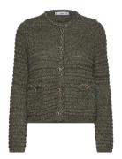 Mango Lurex Chunky-Knit Cardigan Khaki Green