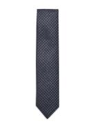 Lindbergh Black Patterned Tie 7 Cm Marinblå