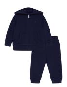 Ralph Lauren Baby Fleece Full-Zip Hoodie & Pant Set Marinblå