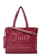 Juicy Couture Iris Crinkled Velvet Large Shopping Röd