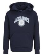 Jack & J S Jjkam Varsity Branding Sweat Hood Jnr Marinblå