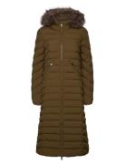 Superdry Fuji Faux Fur Hooded Longline Khaki Green