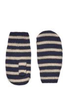 Mp Denmark Bergen Striped Mittens Marinblå