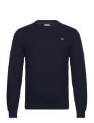 GANT Structured Cotton C-Neck Marinblå