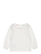 Mango Ruffled Collar T-Shirt Vit