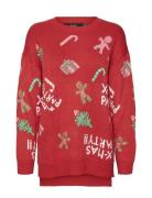 Vero Moda Vmxmasparty Ls H/L O-Neck Pull. Xmas Exc Röd