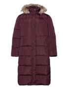 Lauren Women Faux-Fur-Trim Hooded Down Coat Burgundy