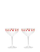 Anna + Nina Classic Love Champagne Glass Set Of 2 Röd