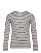 Petit Piao T-Shirt L/S Modal Thin Striped Grå