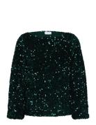 Vila Vifaith Boat Neck L/S Sequin Top/Vol Grön