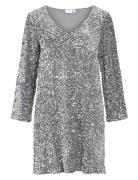 Vila Vifaith V-Neck L/S Sequin Dress/Vol Silver