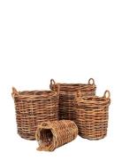 House Nordic Sanna - Baskets, Kubu Rattan, Natural Set Of 4 Brun