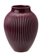 Knabstrup Keramik Knabstrup Vase H 20 Cm Ripple Berry Rosa