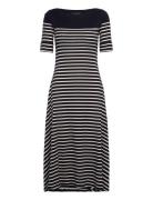 Lauren Ralph Lauren Striped Cotton Midi Dress Marinblå