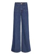 Mango Wide-Leg Jeans With Pockets Blå