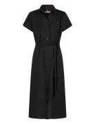 Tommy Hilfiger Ess Linen S/S Midi Shirt Dress Svart