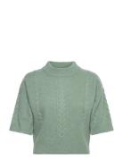 Davida Cashmere Cable Short Sleeve Sweater Grön