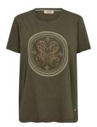 MOS MOSH Mmzano O-Ss Embroidery Tee Grön