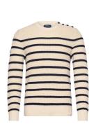 Polo Ralph Lauren Striped Cotton-Linen Sweater Kräm