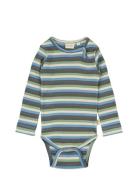 Petit Piao Body L/S Modal Multi Striped Grön