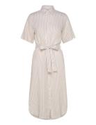 GANT Reg Linen Striped Shirt Dress Beige