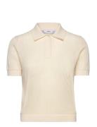 Mango Openwork Knitted Polo-Neck Sweater Kräm