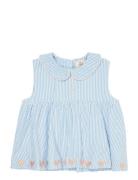 Copenhagen Colors Seersucker Ss Blouse W. Hearts Rosa