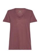 Lee Jeans V Neck Tee Burgundy