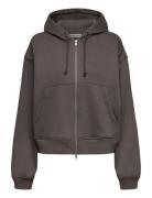 Weekday Essence Boxy Zip Hoodie Brun