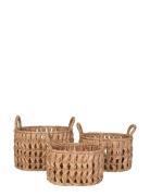 House Nordic Tova - Baskets, Water Hyacinth, Natural, Set Of 3 Brun