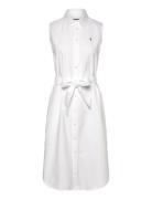 Polo Ralph Lauren Belted Oxford Sleeveless Shirtdress Vit