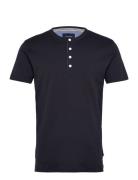 Lindbergh Ribbed Granddad Tee S/S Marinblå