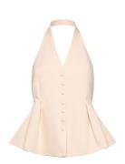 Mango Halter-Neck Waistcoat With Pleats Kräm