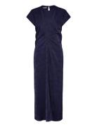 Scotch & Soda Satin Jacquard Midi Dress Marinblå