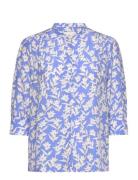 GANT Rel Floral Print Ss Blouse Blå