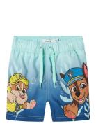 Name It Nmmmabbe Paw Long Swimshorts Cplg Blå