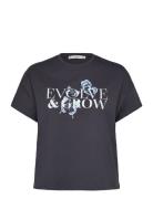 Mango Cotton T-Shirt With Printed Message Svart