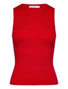 Mango Sleeveless Fitted Knitted Top Röd
