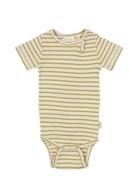 Petit Piao Body S/S Modal Striped Grön