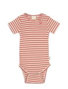 Petit Piao Body S/S Modal Striped Röd