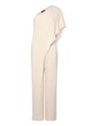 Lauren Ralph Lauren Cape Georgette -Shoulder Jumpsuit Beige