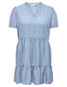 ONLY Carmakoma Cartiri-Caro S/S V-Neck Lin Dress Tlr Blå