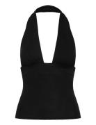 Weekday Deep Halterneck Top Svart