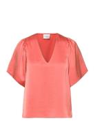 Dante6 Dante6-Arvi Satin Butterfly Sleeve Top Korall