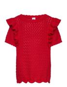 Lindex Top Knitted With Flounce Röd
