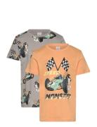 Lindex Top Ss 2 Pack Racer Car Multi/patterned