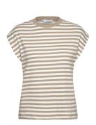 Mango Striped Short-Sleeved T-Shirt Beige