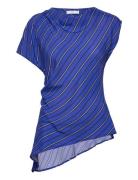 Mango Asymmetrical Striped Blouse Blå